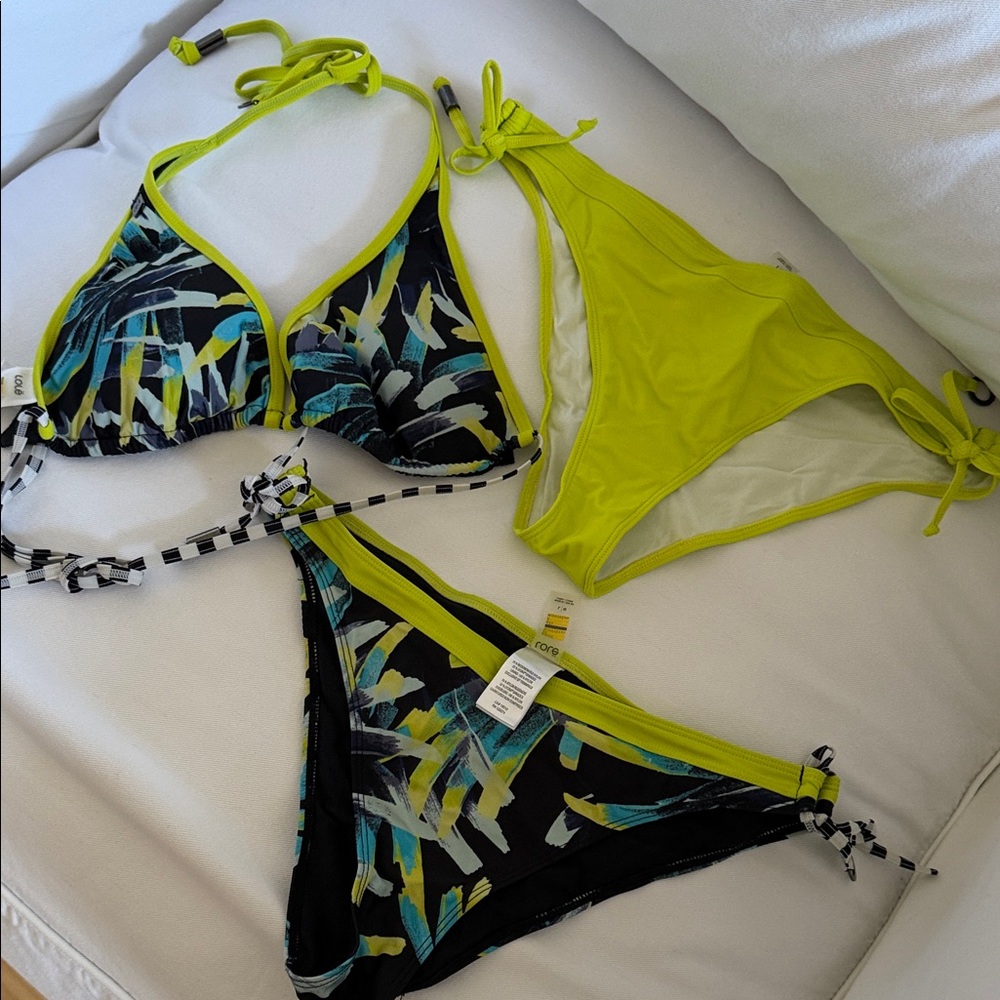 Lole Vibrant Leaf Print Bikini Set - 2 bottoms and one top